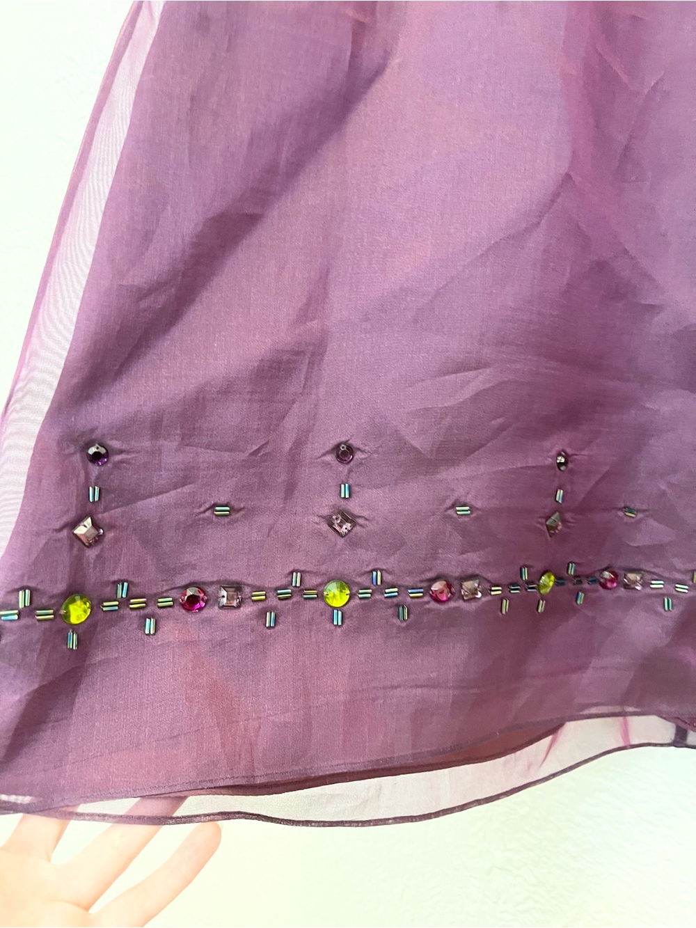 Vintage Ann Taylor Silk Beaded Maxi Skirt Purple Whimsigoth 90s Y2K 4 - Picture 7 of 10